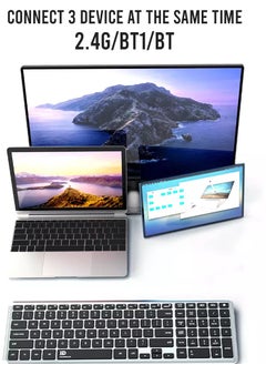 FD K602T Dual Mode Wireless 2.4G, Bluetooth Keyboard, Connect to 3 Devices, Rechargable Battery USB C Cable, Ultra Thin, Multimedia keys  - Image 3