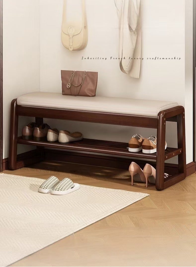الخشب الصلب البراز 2 طبقة رف الأحذية ، مع لينة وسادة مدخل البراز خزانة الأحذية ، ومناسبة لدخول غرفة المعيشة وغرفة النوم والممر ( 80 * 36 * 42 سم ) - Image 3