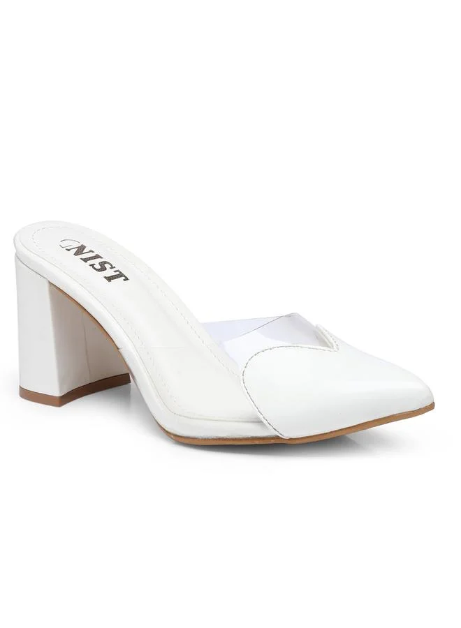 جنيست GNIST Plain Pointed Toe Block Heel Mules