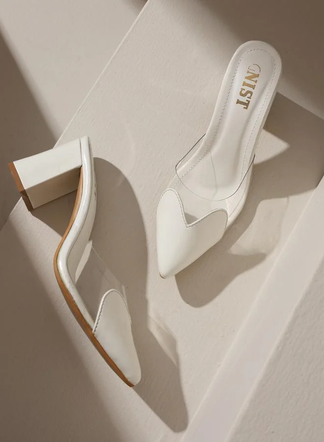 جنيست GNIST Plain Pointed Toe Block Heel Mules