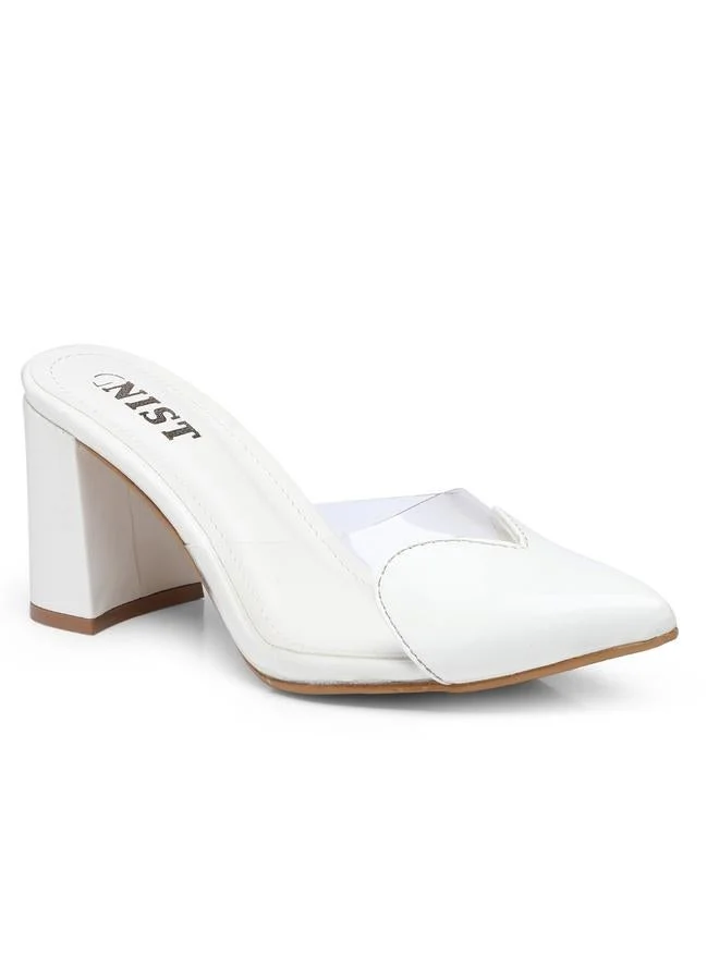 GNIST GNIST Plain Pointed Toe Block Heel Mules