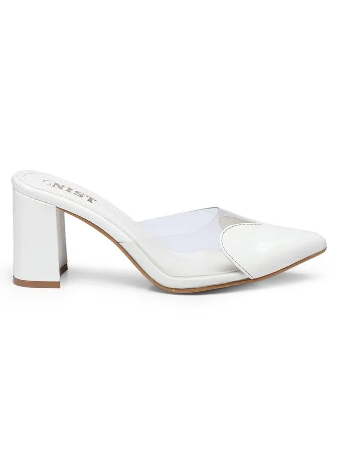 GNIST GNIST Plain Pointed Toe Block Heel Mules