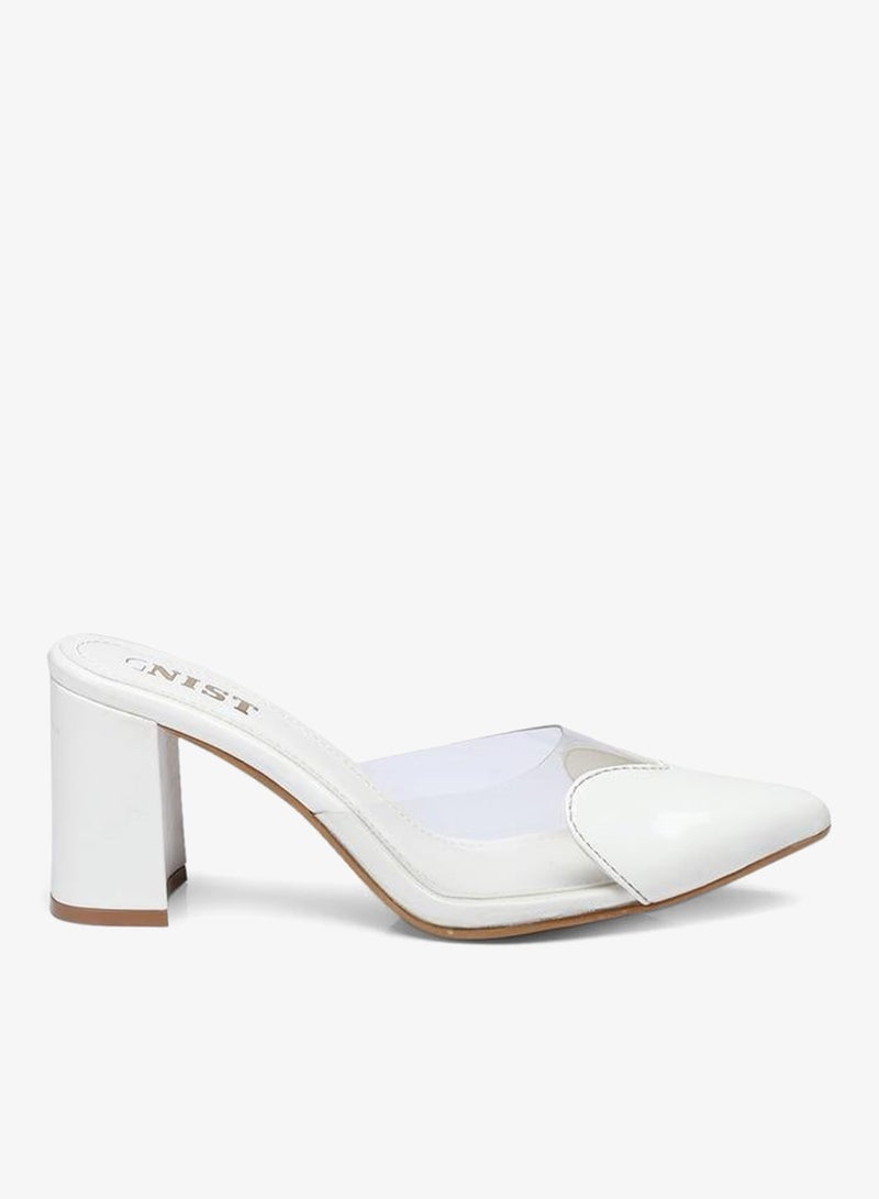 GNIST Plain Pointed Toe Block Heel Mules - Image 1