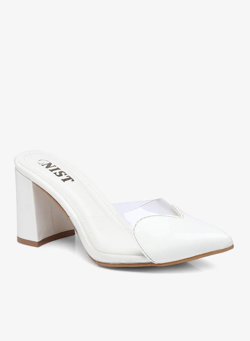GNIST Plain Pointed Toe Block Heel Mules - Image 2