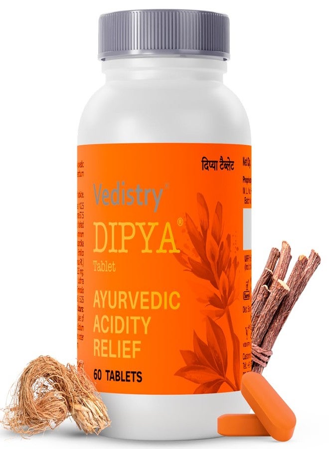 Vedistry Dipya Acidity Relief Tablet | Clinically Proven to Give 100% Relief from Acidity & GERD in 60 Days | Ayurvedic Solution for Chronic Acidity, Heartburn, Bloating & Acid Reflux - 60 Tablets (Pack of 1) - Image 1