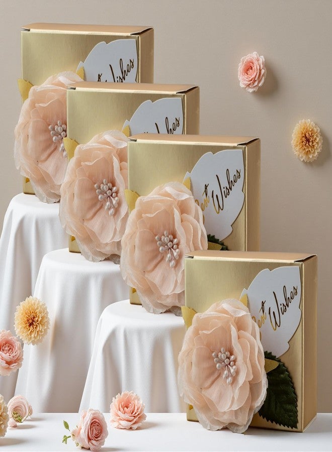 Rodvanvo 20pcs Elegant Luxury Champagne Gold Floral Candy Gift Box, Finished Box Pasted Fake FlowerParty Supplies Birthday Party Gift Box Bonbonniere. (Champagne Gold Small - Image 5
