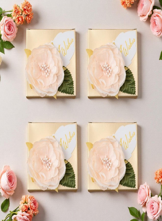 Rodvanvo 20pcs Elegant Luxury Champagne Gold Floral Candy Gift Box, Finished Box Pasted Fake FlowerParty Supplies Birthday Party Gift Box Bonbonniere. (Champagne Gold Small - Image 4