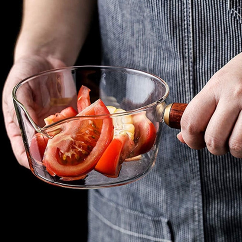 comfrt Clear Pot Milk Heating Pan Borosilicate Glass Heatable Pot Saucepan with Pour Spout High Temperature Resistance Noodle Pasta Milk Pot Bowl for Home Kitchen 600ML Sauce Pot - Image 2