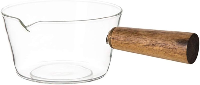 comfrt Clear Pot Milk Heating Pan Borosilicate Glass Heatable Pot Saucepan with Pour Spout High Temperature Resistance Noodle Pasta Milk Pot Bowl for Home Kitchen 600ML Sauce Pot - Image 1