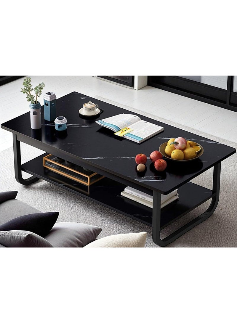 DubaiGallery Effect Coffee Table, 2-Tier Side Table End Table, Space Saving Sofa Table with Storage Shelf Small Dining Table for Living Room, Balcony, Kitchen - Image 5