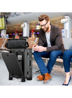 HOPHOP 20 Inches Travel Luggage Carry-on Lightweight Fashion trolley with Spinner Weels Suitcase with Open Laptop Compartment for Unisex Adults (Polycarbonate )  - Image 5
