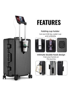 HOPHOP 20 Inches Travel Luggage Carry-on Lightweight Fashion trolley with Spinner Weels Suitcase with Open Laptop Compartment for Unisex Adults (Polycarbonate )  - Image 3