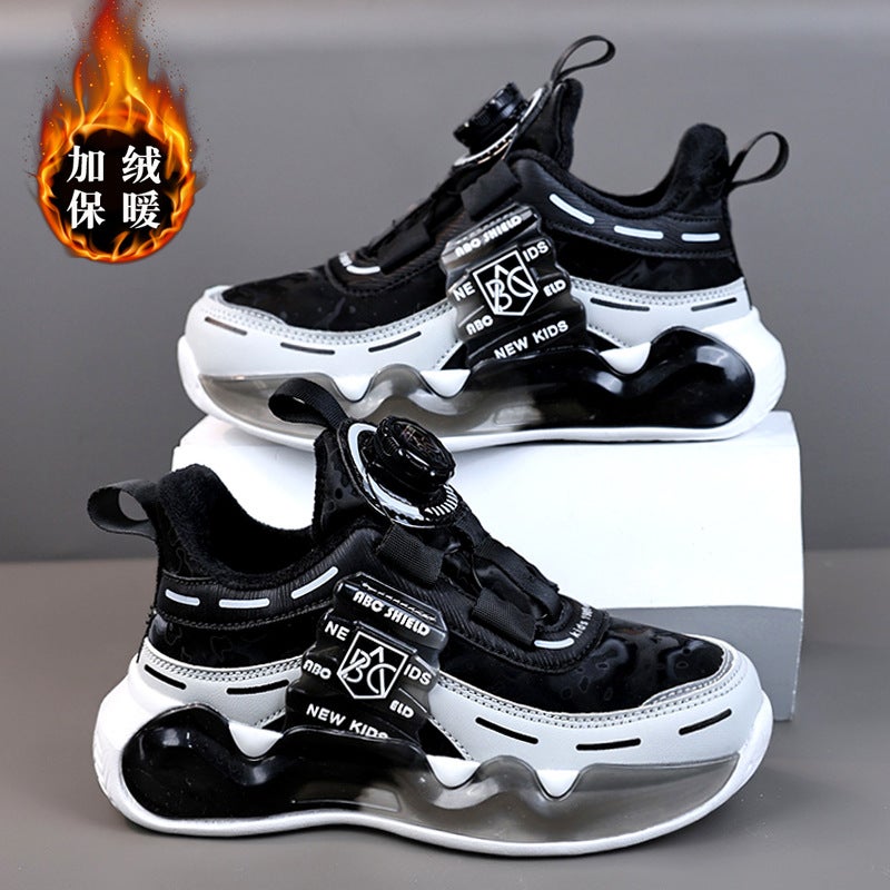 Boys Sneaker Cotton Shoes Large Children 2024 Children Boys Winter Rotating Torre Shoes Fleece-Lined Buckle New Two Cotton Shoes - Image 4