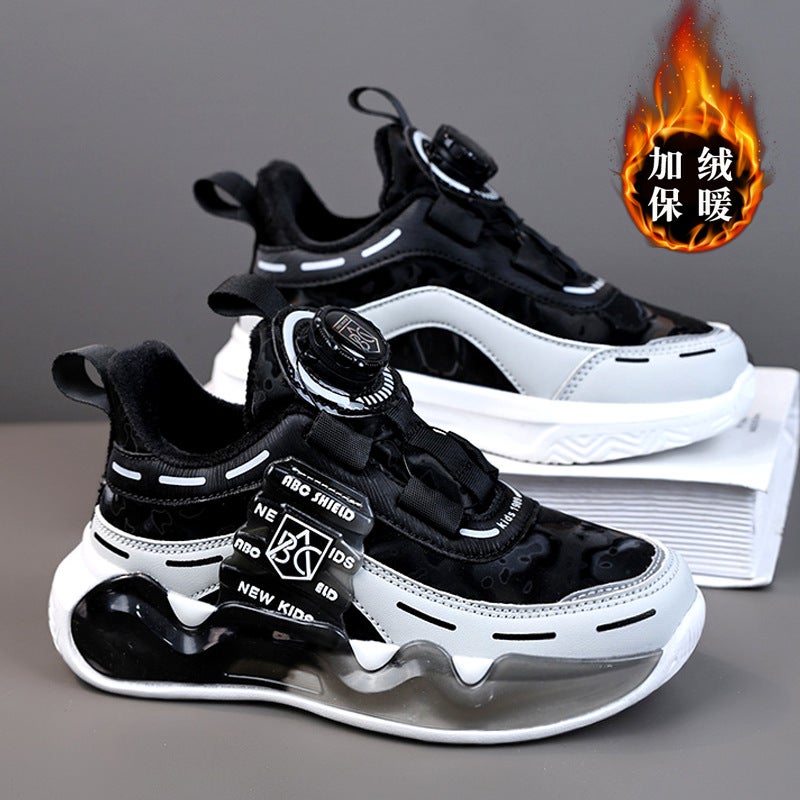 Boys Sneaker Cotton Shoes Large Children 2024 Children Boys Winter Rotating Torre Shoes Fleece-Lined Buckle New Two Cotton Shoes - Image 2
