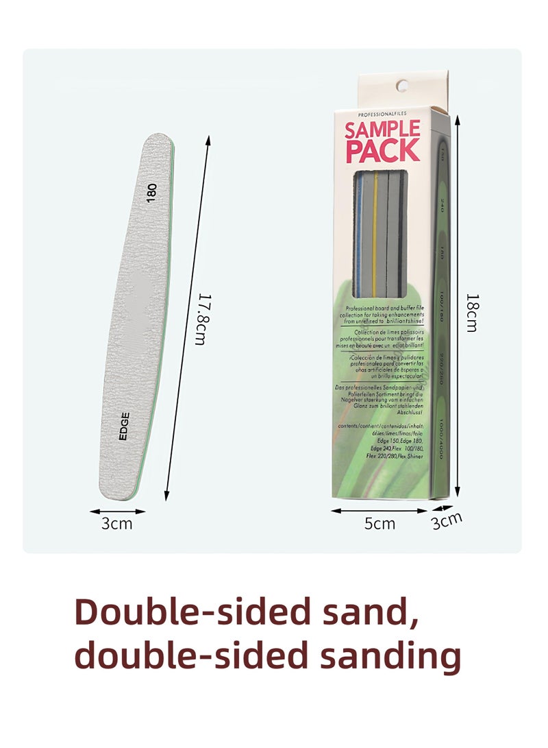 Loucky Nail File Set, 6 Pcs Professional Double Sided Emery Board(150/180/240 Grit), Sanding Nails Filer Buffing, Nails Polish Smooth Polishing Set,  Nail Styling Tools for Acrylic/Gel/Natural Nails - Image 2