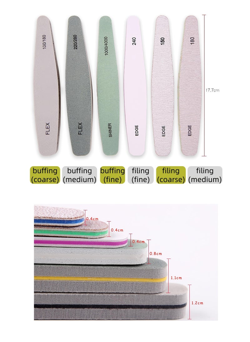 Loucky Nail File Set, 6 Pcs Professional Double Sided Emery Board(150/180/240 Grit), Sanding Nails Filer Buffing, Nails Polish Smooth Polishing Set,  Nail Styling Tools for Acrylic/Gel/Natural Nails - Image 5