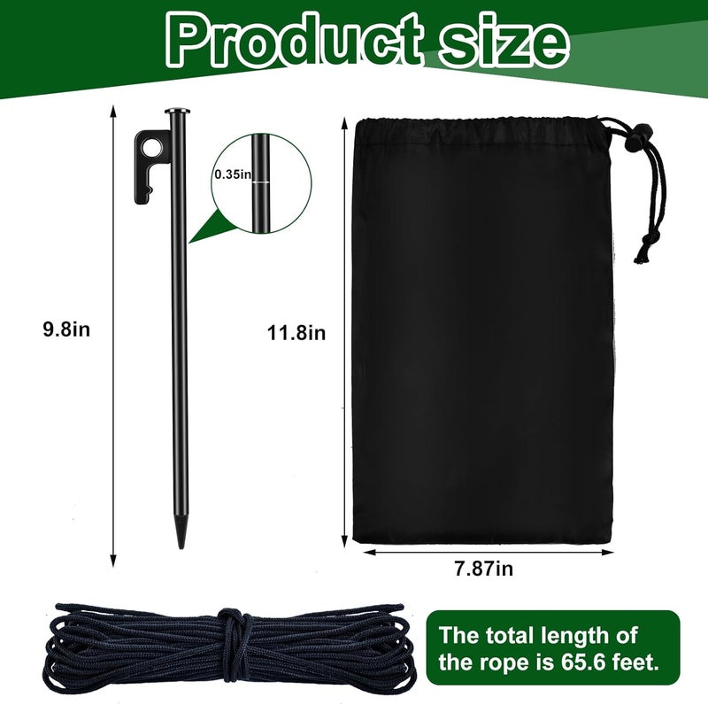 Feoang 8pack Pool Cover Anchor Kit for Above Ground Pools Heavy Steel Ground Stakes & Wind Ropes Metal Stakes for Pool Cover Ground Anchor Tie Down Kits for Winter Pool Cover Tarp Camping Canopy - Image 2