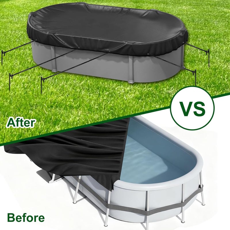 Feoang 8pack Pool Cover Anchor Kit for Above Ground Pools Heavy Steel Ground Stakes & Wind Ropes Metal Stakes for Pool Cover Ground Anchor Tie Down Kits for Winter Pool Cover Tarp Camping Canopy - Image 5