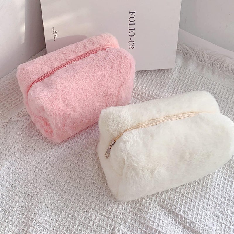 HEEPDD Plush Makeup Bag, Soft Portable Cosmetic Organizer for Makeup Accessories with Dust Proof Water Proof Protection for Girls Women (Pink) - Image 4
