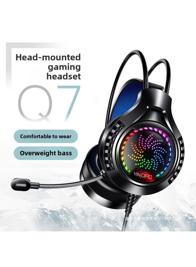 Silver Carving Q7 Computer Headset Headset Wired E-sports Game Headset With Microphone Desktop Notebook Audio-Color:Official Standard Configuration-[q Seven Pink] Usb7.1 Channel  - Image 2