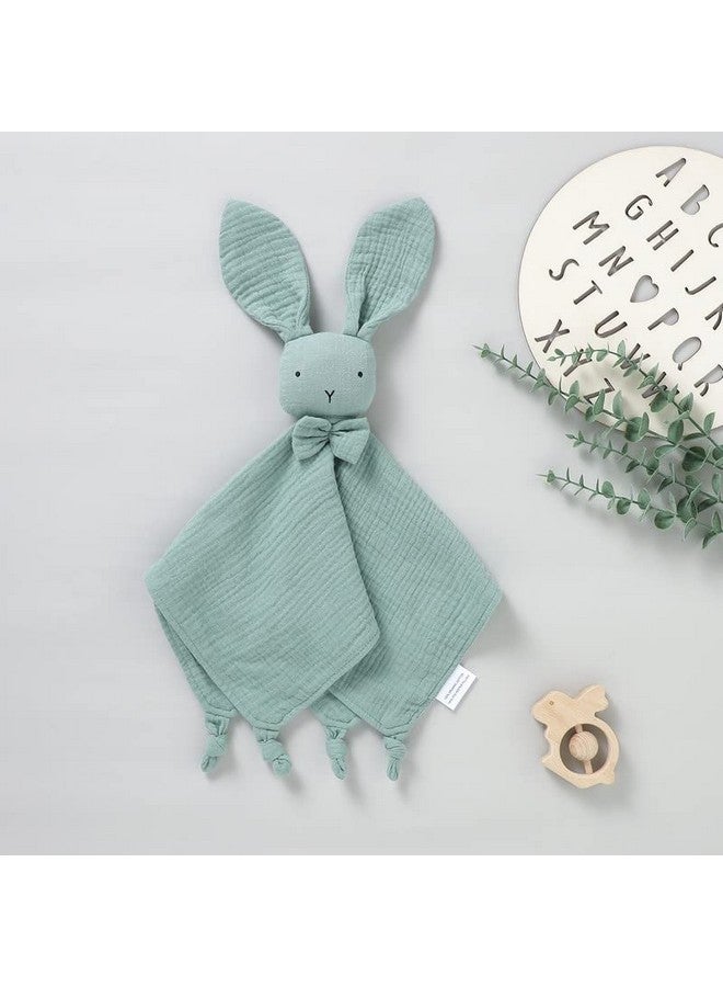 LAWKUL Baby Lovey Organic Cotton Muslin Soft Security Blankets Comfy Lovie for Newborn Infants Boy Girls Unisex Bunny Green - Image 2