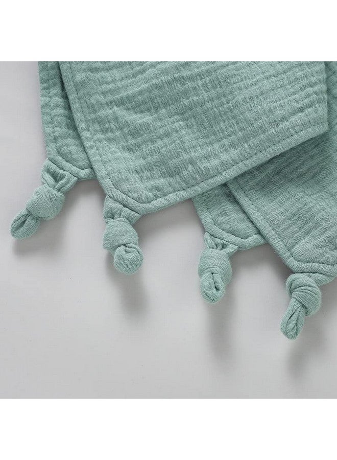 LAWKUL Baby Lovey Organic Cotton Muslin Soft Security Blankets Comfy Lovie for Newborn Infants Boy Girls Unisex Bunny Green - Image 4