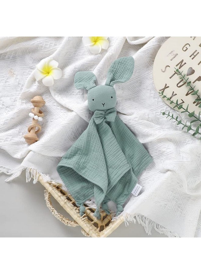 LAWKUL Baby Lovey Organic Cotton Muslin Soft Security Blankets Comfy Lovie for Newborn Infants Boy Girls Unisex Bunny Green - Image 3