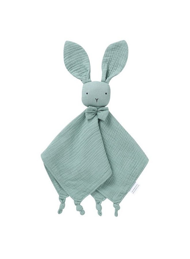 LAWKUL Baby Lovey Organic Cotton Muslin Soft Security Blankets Comfy Lovie for Newborn Infants Boy Girls Unisex Bunny Green - Image 1