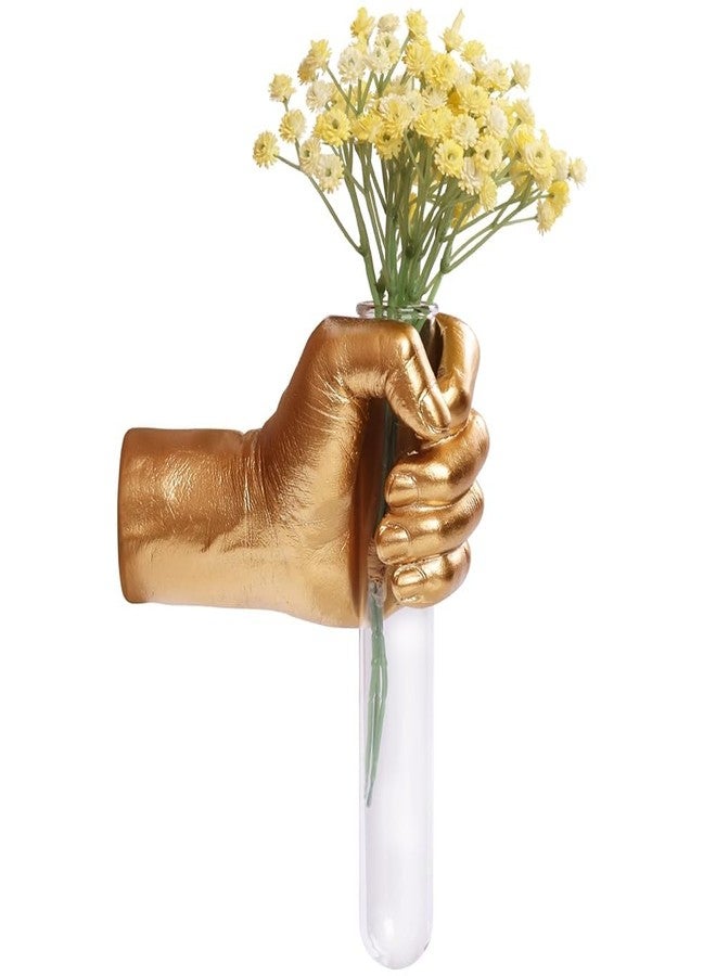 SHENGTIAN Gold Hand Vase, Wall Mounted Decor - Hanging Statue for Living Rooms & Entrance, Funky Art Sculpture Planter, Esculturas de Pared, Macetas Decorativas, Flower Tubes, Test Tubes for Plants - Image 1