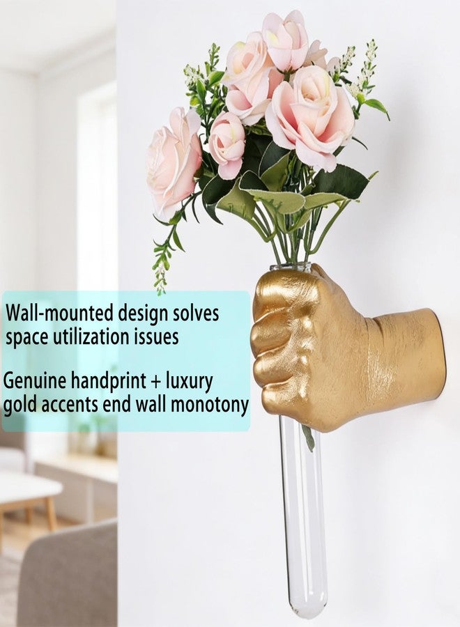 SHENGTIAN Gold Hand Vase, Wall Mounted Decor - Hanging Statue for Living Rooms & Entrance, Funky Art Sculpture Planter, Esculturas de Pared, Macetas Decorativas, Flower Tubes, Test Tubes for Plants - Image 4