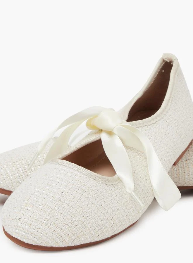 Styli  Beige Low Heel Ballet Flats with Ribbon Detail for Women | Best Price UAE