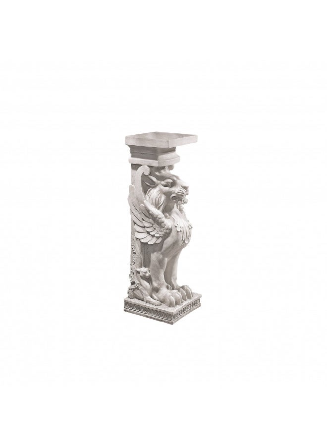 Design Toscano Design Toscano Trapezophoron Winged Lion Pedestal Column Plant Stand, Ancient Ivory  - Image 1