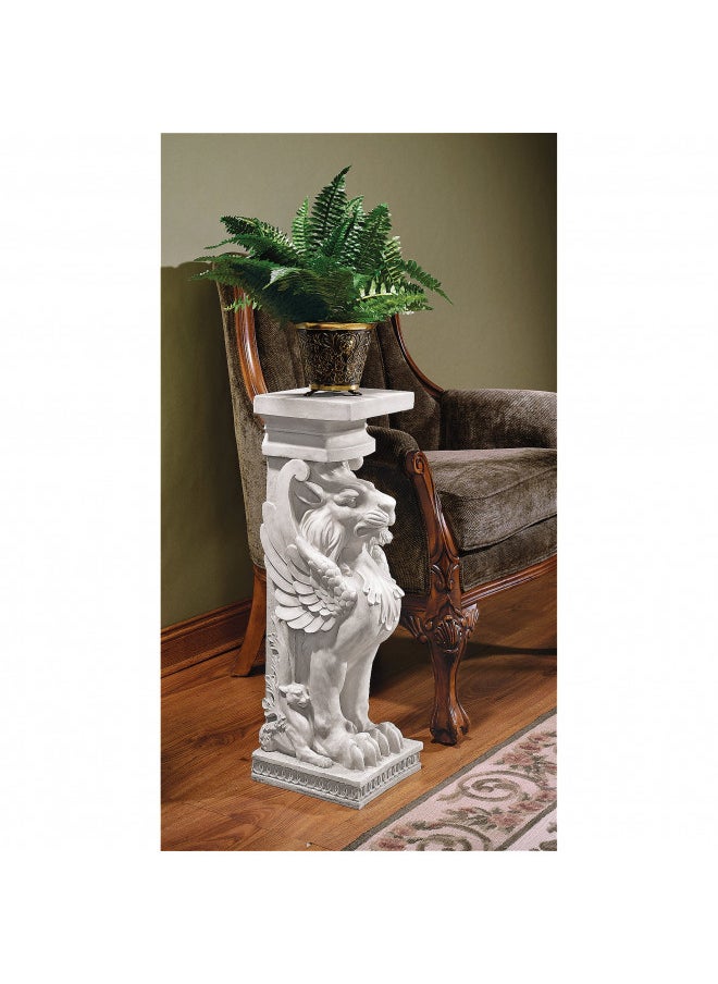 Design Toscano Design Toscano Trapezophoron Winged Lion Pedestal Column Plant Stand, Ancient Ivory  - Image 2