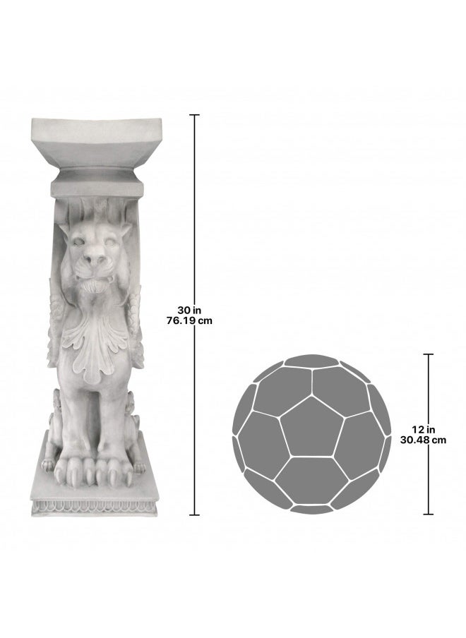 Design Toscano Design Toscano Trapezophoron Winged Lion Pedestal Column Plant Stand, Ancient Ivory  - Image 3