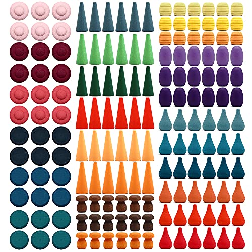 Candywood Large Set Rainbow Color Style Wooden Loose Parts Sensory Play Toys, 7 Shapes, 27 Colors, Rainbow Stacker Nesting Toys (162 PCS) - Image 1