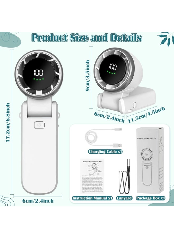 Bukela Personal Portable Handheld Fan, 5000mAh Battery Powered Rechargeable 20H Runtime, 5 Speeds Turbo Cooling Technology Hand Held Fans for Outdoor Travel Camping Hiking (White) - Image 2