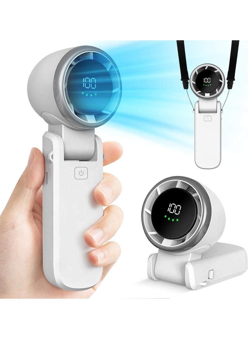 Bukela Personal Portable Handheld Fan, 5000mAh Battery Powered Rechargeable 20H Runtime, 5 Speeds Turbo Cooling Technology Hand Held Fans for Outdoor Travel Camping Hiking (White) - Image 1