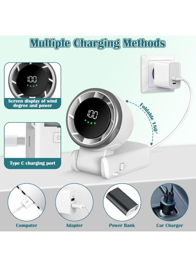 Bukela Personal Portable Handheld Fan, 5000mAh Battery Powered Rechargeable 20H Runtime, 5 Speeds Turbo Cooling Technology Hand Held Fans for Outdoor Travel Camping Hiking (White) - Image 5