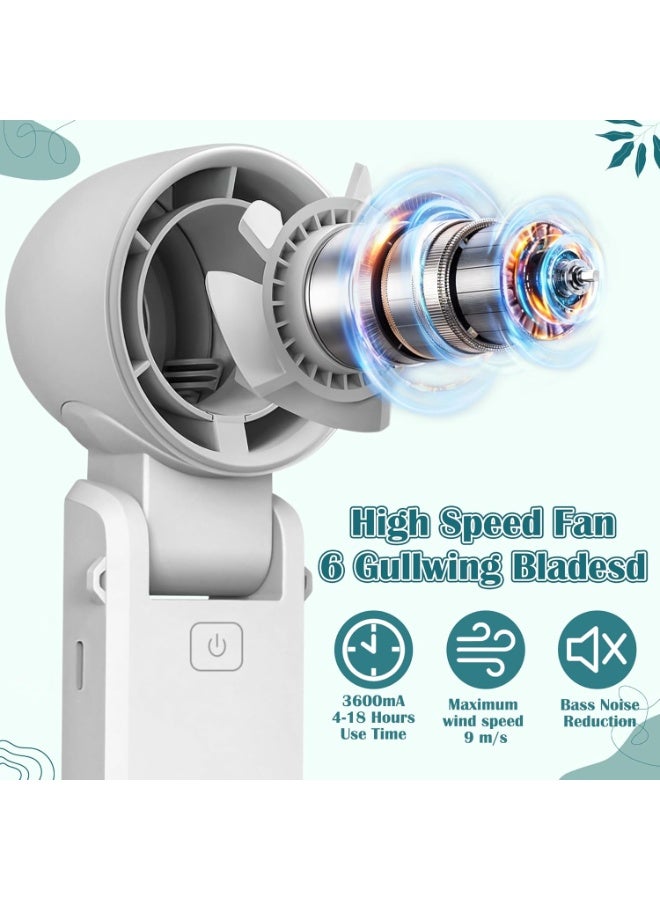 Bukela Personal Portable Handheld Fan, 5000mAh Battery Powered Rechargeable 20H Runtime, 5 Speeds Turbo Cooling Technology Hand Held Fans for Outdoor Travel Camping Hiking (White) - Image 4