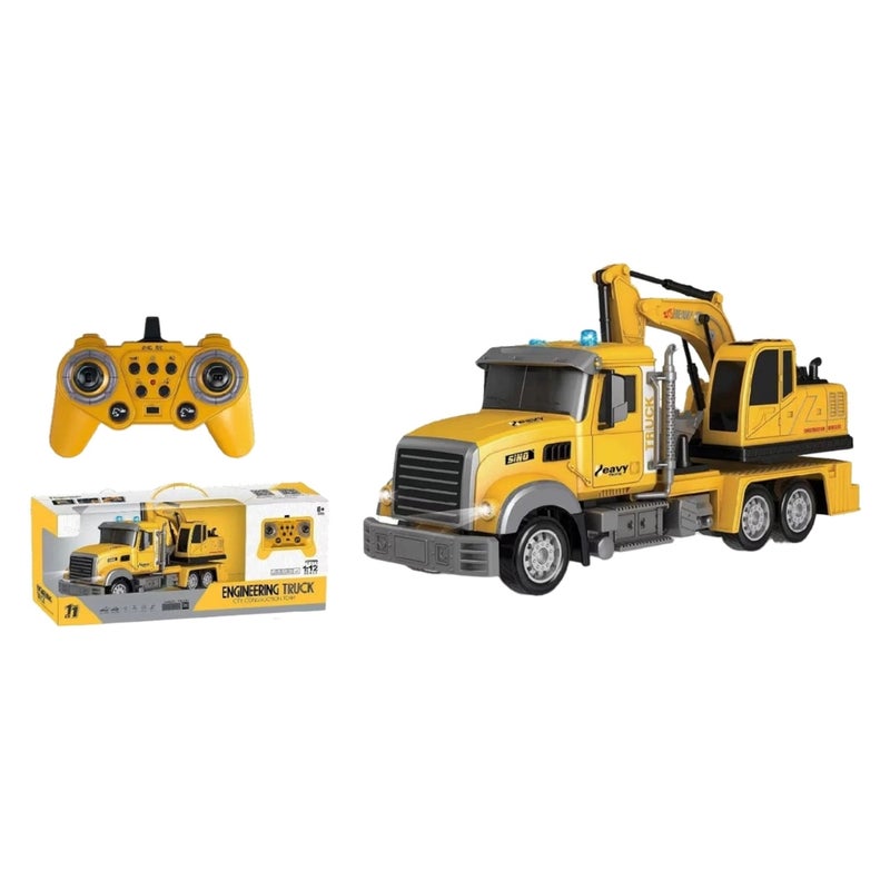 شاحنة هندسية مع حفارة صفراء مقاس 1/12 مع ريموت كنترول - QH9001-2 - Image 1