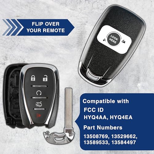 KeylessOption Key Fob Cover Case Replacement for 2016 2017 2018 2019 2020 Chevrolet Chevy Camaro Cruze Malibu Sonic Remote Shell, 5-Button HYQ4AA, HYQ4EA, No Programming Required - Image 4