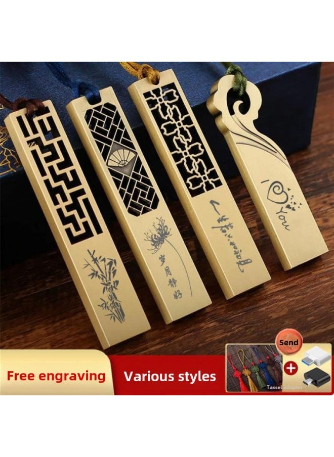 Generic China Fenggu Window U Disk 128g Mobile Phone Computer Car Student Gift USB 64G32G16G Printing LOGO-Capacity:Five Blessings Window Grilles-Interface:128g Iron Box With Free Engraving  - Image 2