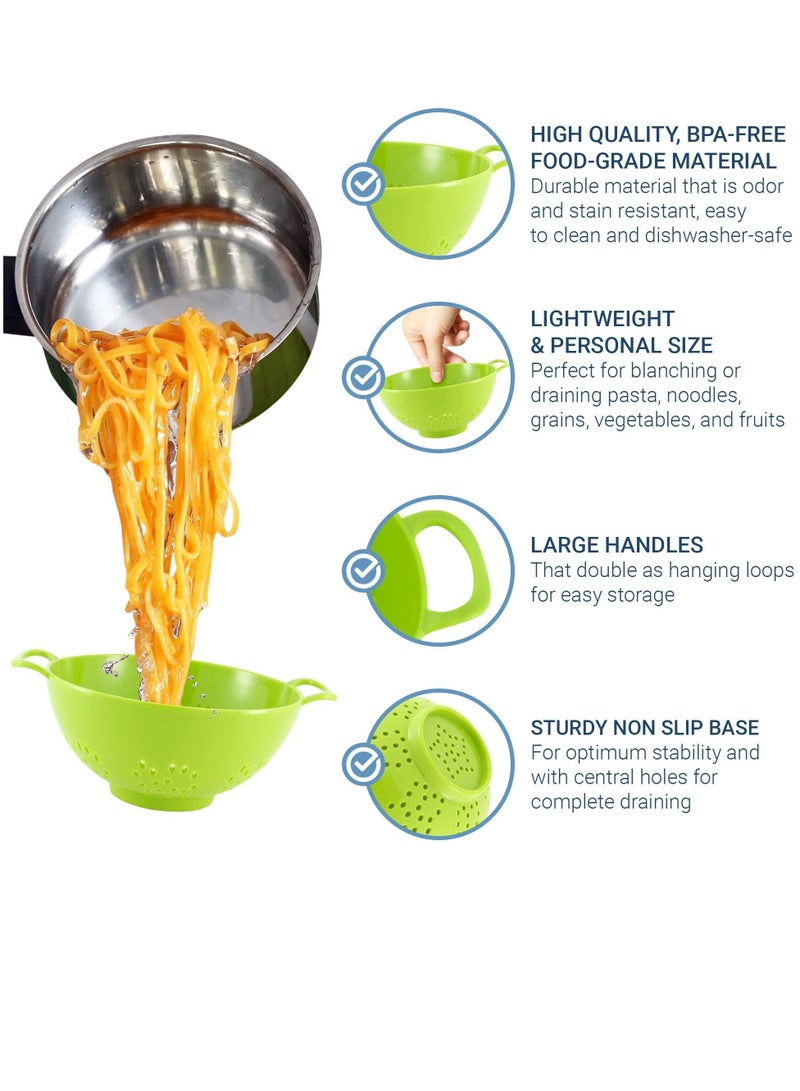 2 PCS Plastic Deep Colander, Plastic Drainer Basket With Dual Handles, Dishwasher Safe, Suitable for Pasta, Spaghetti, Berry, Veggies, Fruits, Noodles, Salads (Green） - Image 3