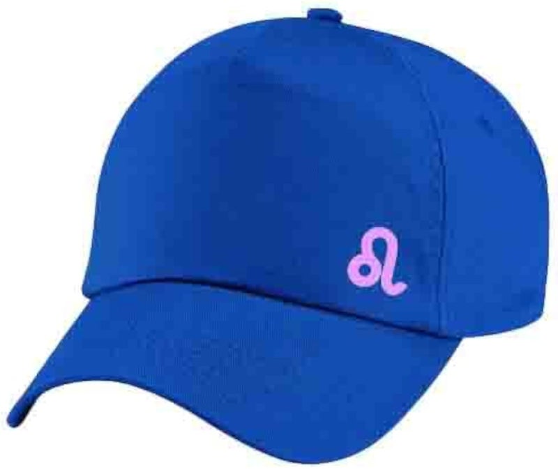Blue Cap with Leo zodiac Pink Color Logo