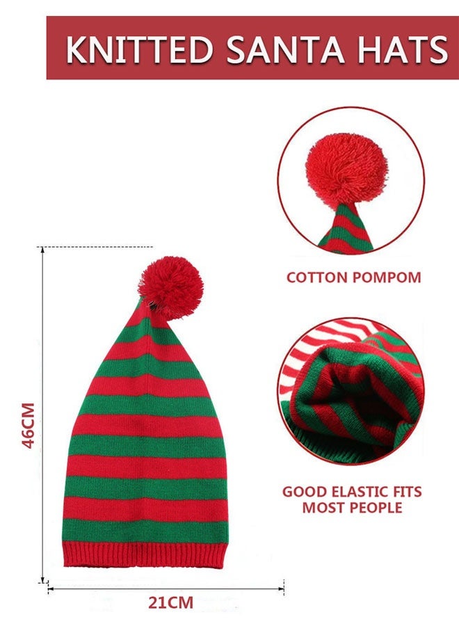 وهاواي 3 Pcs Knitted Hat with Pom Pom Elf Hat ，Holiday hat，Crochet Beanie Party Caps for Adults Women Men - Image 2