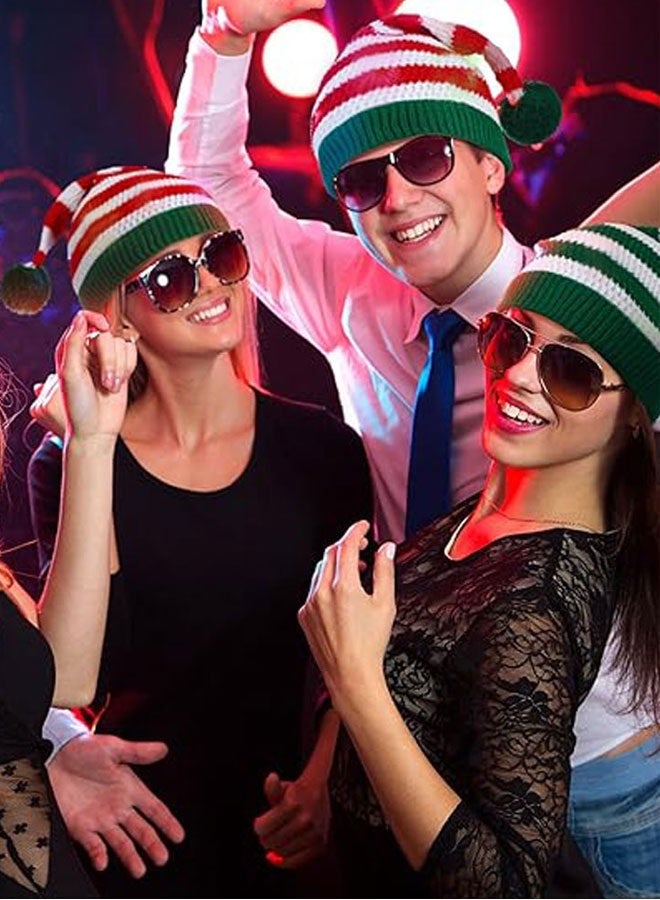 وهاواي 3 Pcs Knitted Hat with Pom Pom Elf Hat ，Holiday hat，Crochet Beanie Party Caps for Adults Women Men - Image 5