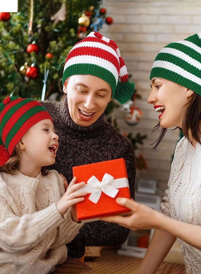 وهاواي 3 Pcs Knitted Hat with Pom Pom Elf Hat ，Holiday hat，Crochet Beanie Party Caps for Adults Women Men - Image 4