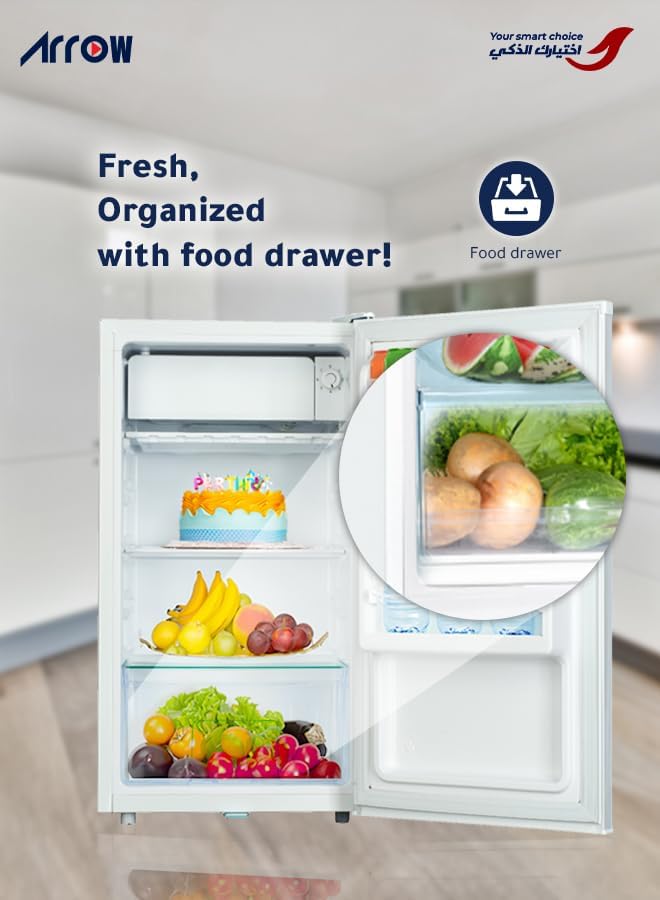 Single Door 84 Liters, 3 Cubic feet, Direct Cool Refrigerator/Defrost Mini Fridge/Quick Cooling with Temperature Control/Wire Shelves/Noiseless With High-Quality (White Color)-RO-135RDK25 - Image 3
