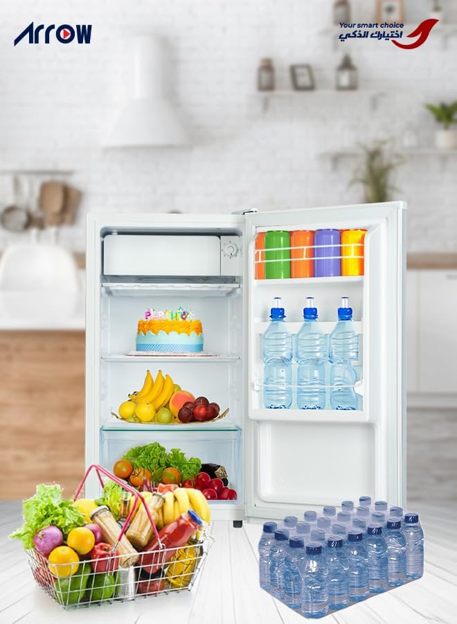 Single Door 84 Liters, 3 Cubic feet, Direct Cool Refrigerator/Defrost Mini Fridge/Quick Cooling with Temperature Control/Wire Shelves/Noiseless With High-Quality (White Color)-RO-135RDK25 - Image 1