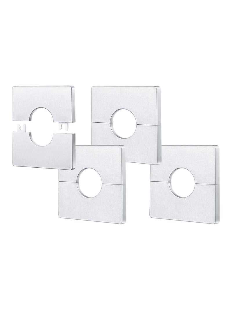Plumbing Cover Plates, White ABS Plastics Square Shaped Escutcheon Plates with 33mm/1.29inch Diameter Hole Wall-mounted Water Pipe Cover - Image 1